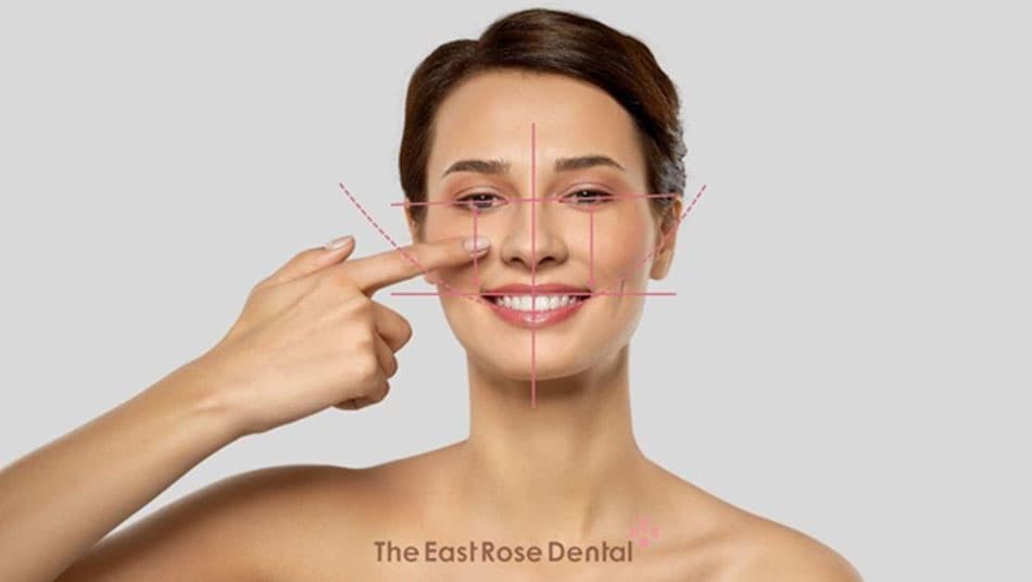 The mouth shape should be symmetrical with the eyes and nose