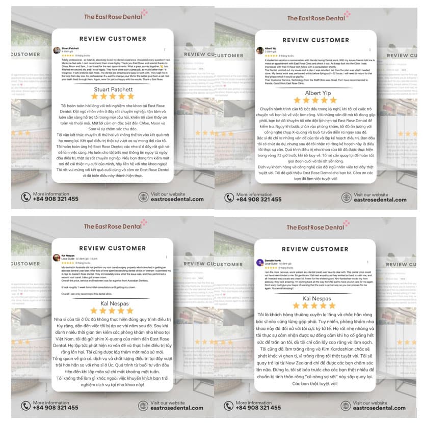 A customer review can be found on The East Rose Dental Clinic's Google page